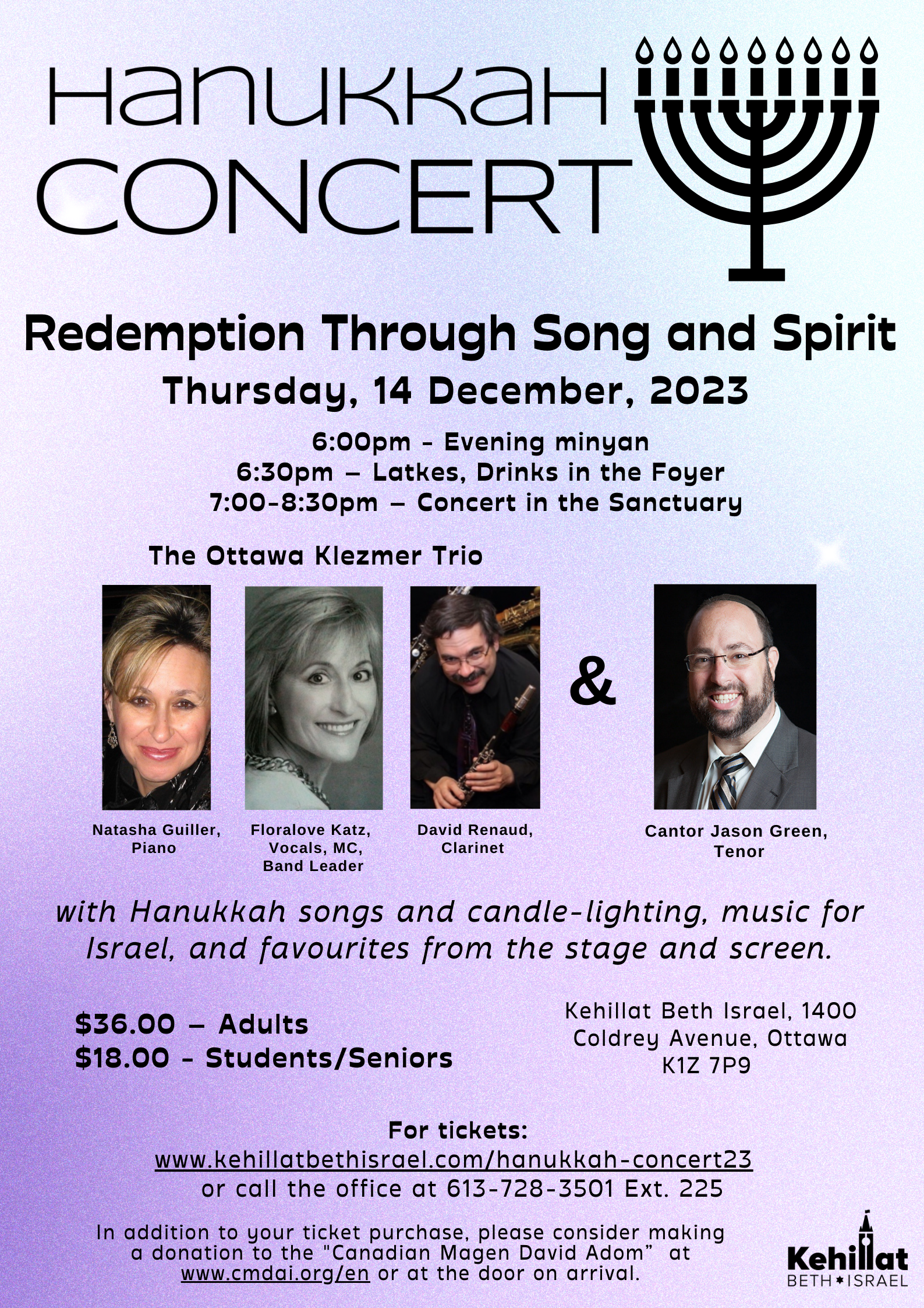Hanukkah Concert with Ottawa Klezmer Trio and Cantor Green