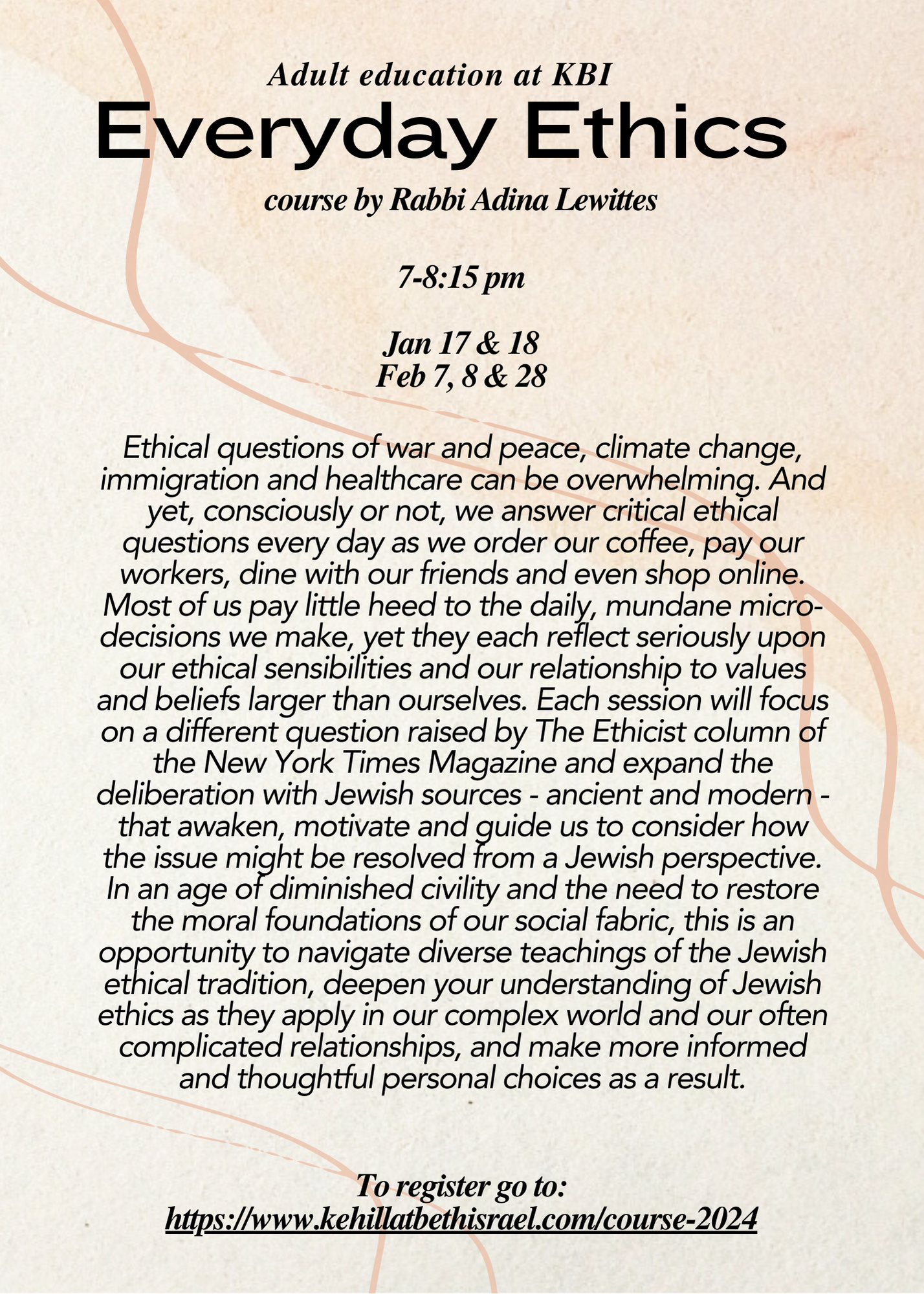 Course Everyday Ethics by Rabbi Adina Lewittes