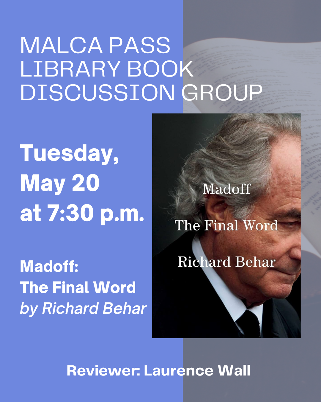 Malca Pass Library Book Discussion Group