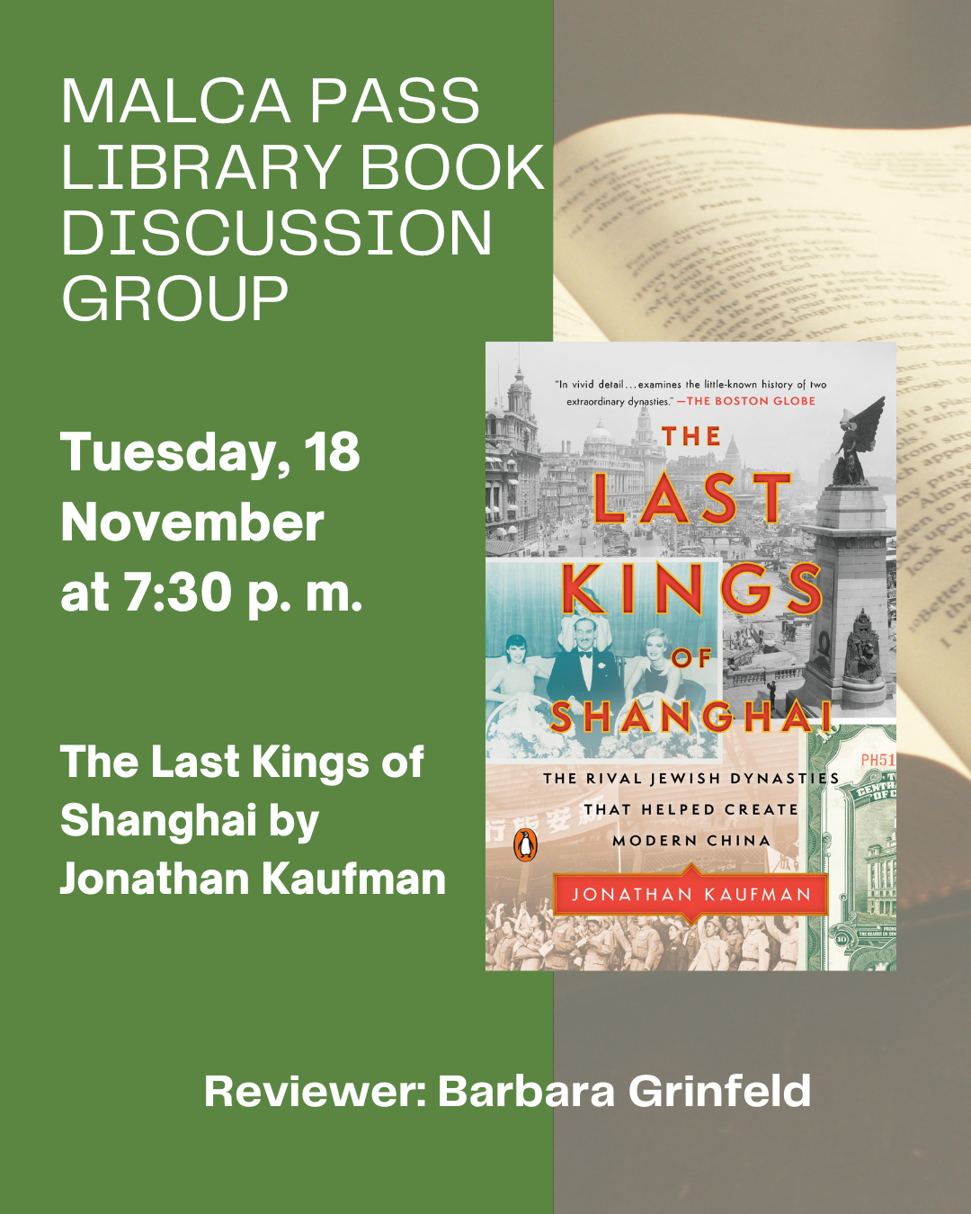 Malca Pass Library Book Discussion group