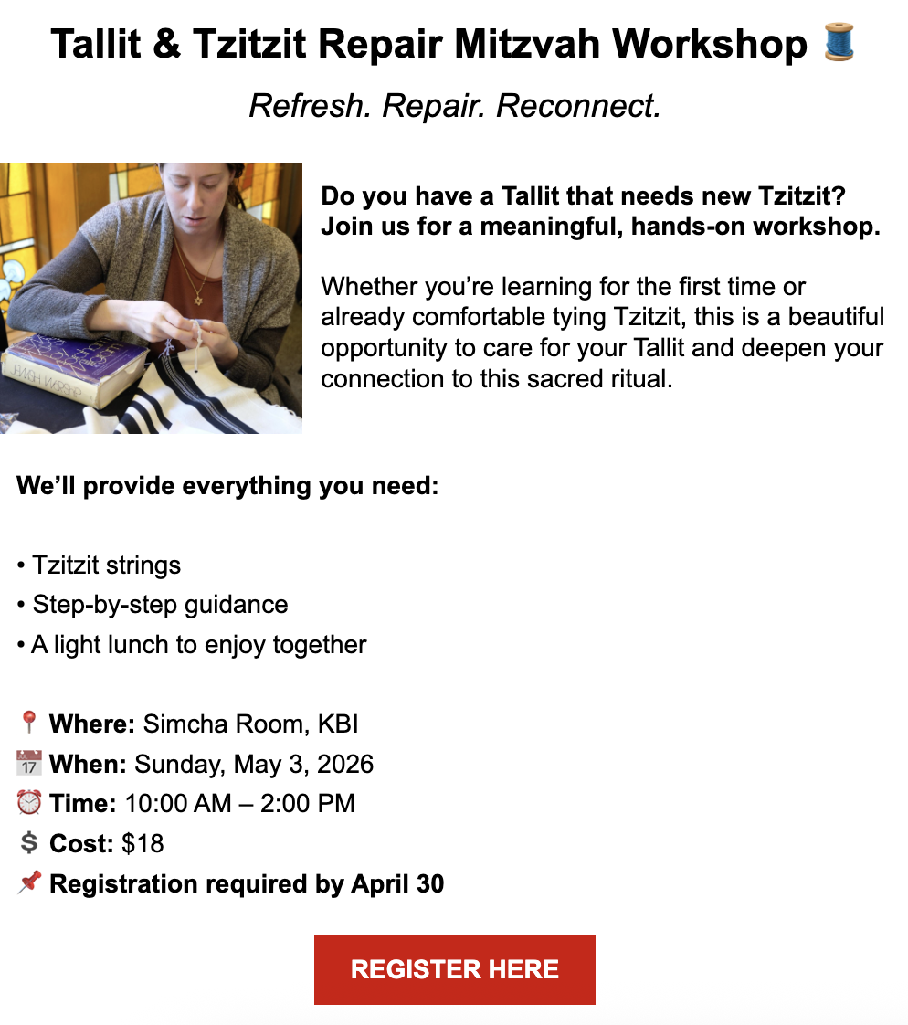 Tallit & Tzitzit Repair Mitzvah Workshop